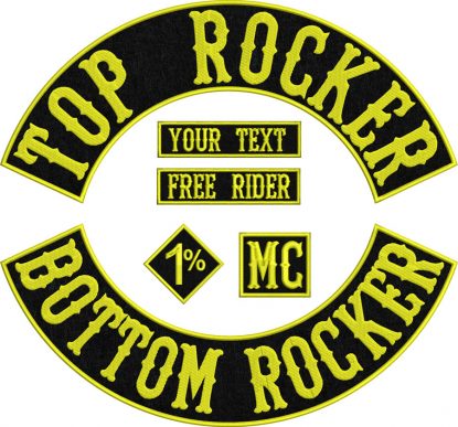 SET:Bottom,Top Rocker 2x2Tags, Embroidered Patch, Custom Embroidered, Custom Embroidery, Motorcycle Patch, BackPatch, Personalized Patch