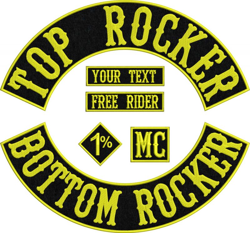SET:Bottom,Top Rocker 2x2Tags, Embroidered Patch, Custom Embroidered, Custom Embroidery, Motorcycle Patch, BackPatch, Personalized Patch