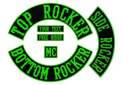 6Pcs SET:Bottom,Top,Side Rocker 2xTag MC, Embroidered Patch, Custom Embroidered, Custom Embroidery, Motorcycle Patch, Back Patch