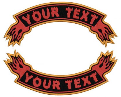 Double Flame Top, Bottom Rocker, Embroidered Patch, Custom Embroidered, Custom Embroidery, Biker Patch, Motorcycle Patch