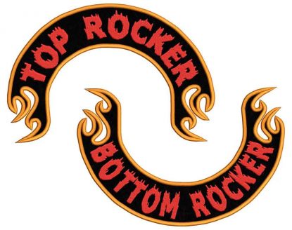 Edge Flame Top, Bottom Rocker, Embroidered Patch, Custom Embroidered, Custom Embroidery, Biker Patch, Motorcycle Patch