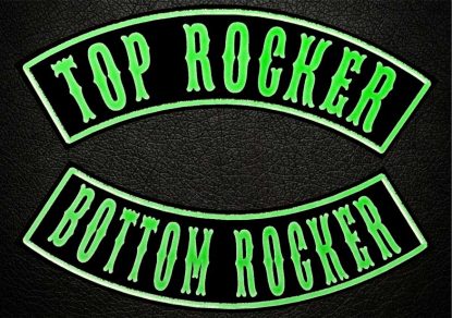 Glow In The Dark Top Rocker, Bottom Rocker, Embroidered Patch, Custom Embroidered, Custom Embroidery, Biker Patch, Motorcycle Patch