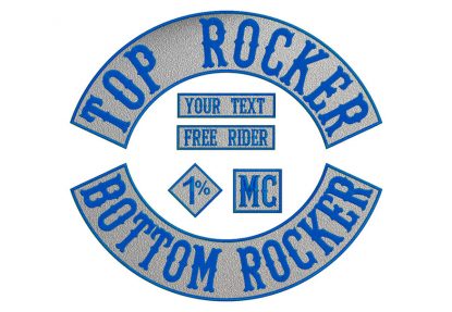 REFLECTIVE SET:Bottom,Top Rocker 2x2Tags, Embroidered Patch, Custom Embroidered, Custom Embroidery, Motorcycle Patch, BackPatch