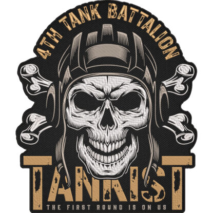 4th Tank Battalion Patch – Damn’d Military Skull Embroidered Patch – Army Helmet Veteran Patch 30x26cm-12x10"