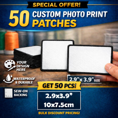 50-Pack Custom Rectangular Photo Patches – Wholesale - Full Color Print