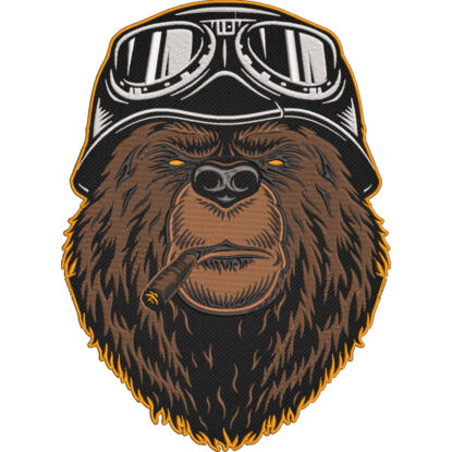 Smoking Bear Biker Patch Large Embroidered Motorcycle Back Patch – 30x23cm-12x9"