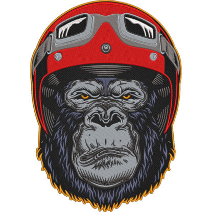 Gorilla Helmet Biker Patch Large Embroidered Motorcycle Back Patch – Angry Ape Helmet Design – 30x23cm-12x9"