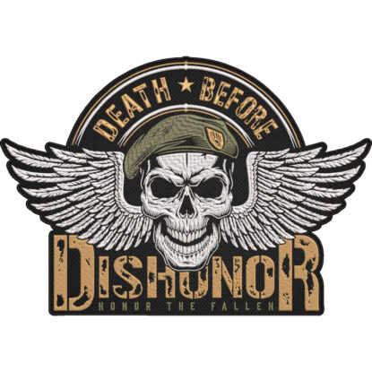 Death Before Dishonor Patch – Green Beret Skull Military Embroidered Patch – Honor The Fallen Army Veteran Patch 23x30cm-9×12″