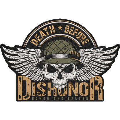Death Before Dishonor Patch – Honor The Fallen Embroidered Military Patch – Army Veteran Skull Wings Patch 23x30cm-9×12″