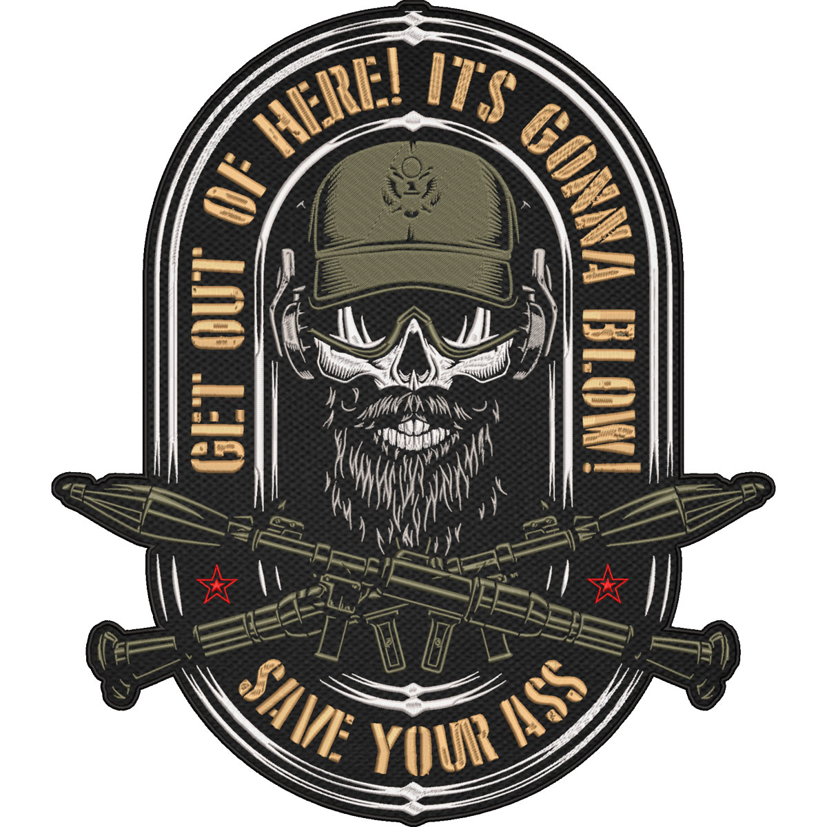 Get Out Or Here It’s Gonna Blow Patch – Save Your Azz – Army Military Tactical Skull Patch – Infantry Veteran Embroidered 30x23cm-12x9"