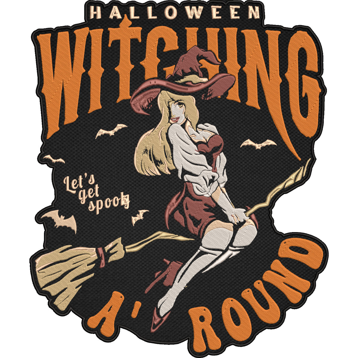 Halloween Witch A’ Round Patch – Let’s Get Spooky Embroidered Patch 30x26cm-12x10"