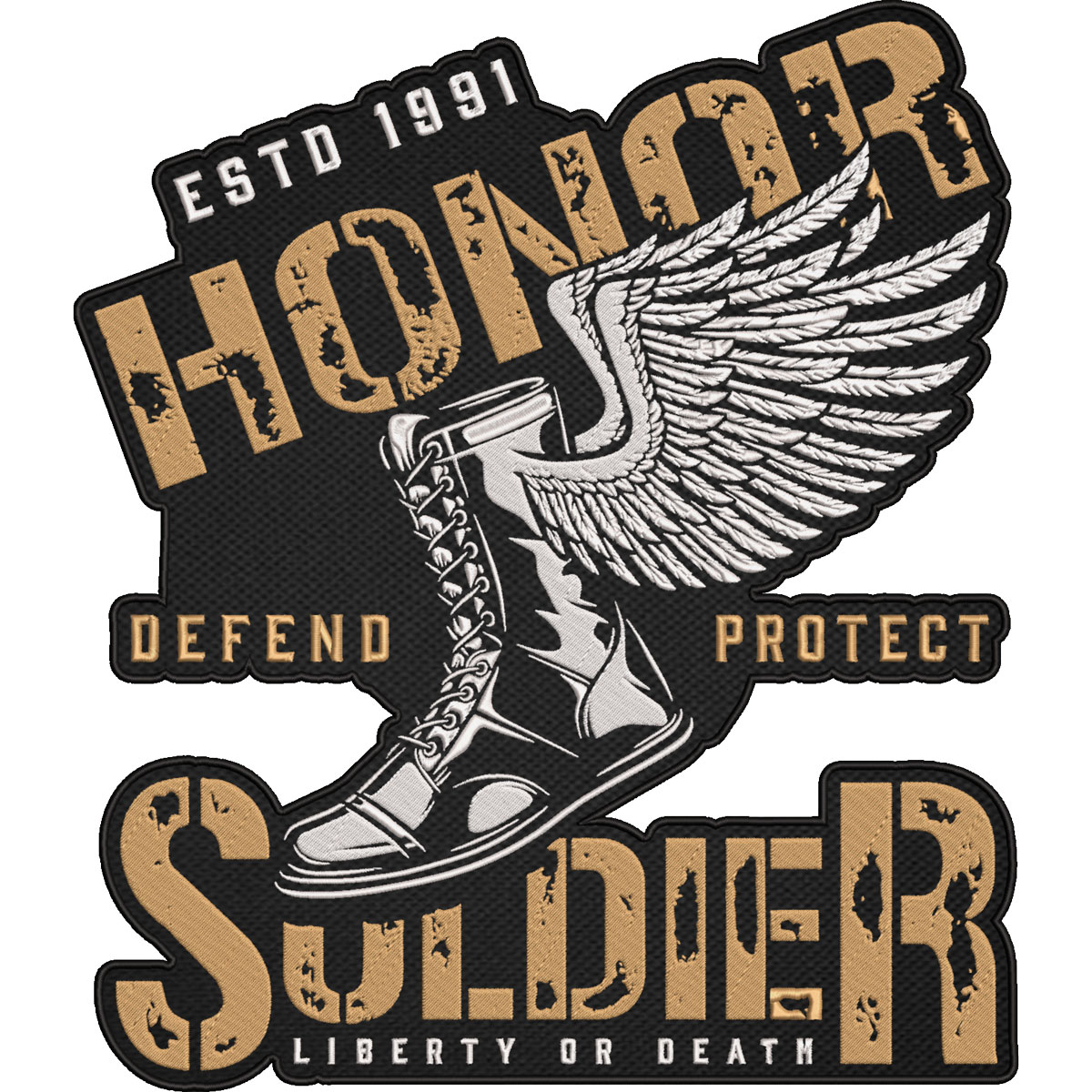 Honor Estd 1991 Soldier Patch – Defend Protect Military Embroidered Patch – Army Airborne Style Veteran Patch 30x26cm-12x10"