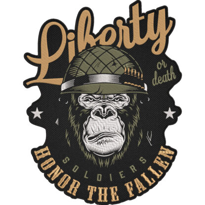 Liberty Or Death Patch – Honor The Fallen Soldiers – Army Military Gorilla Patch – Tactical Veteran Embroidered 30x26cm-12x10"
