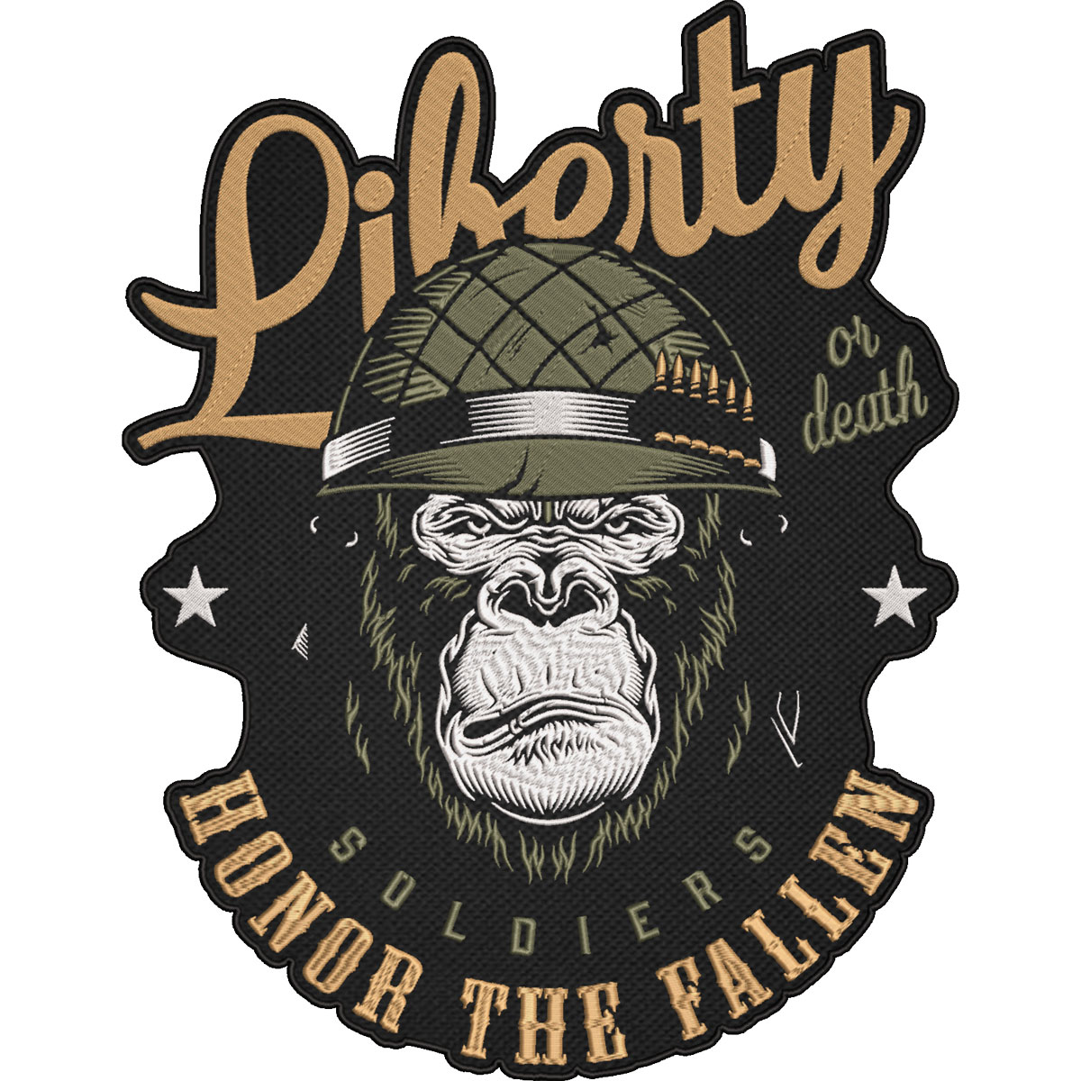 Liberty Or Death Patch – Honor The Fallen Soldiers – Army Military Gorilla Patch – Tactical Veteran Embroidered 30x26cm-12x10"