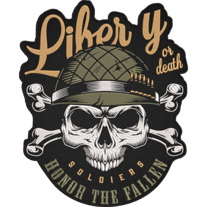 Liberty or Death Patch – Honor the Fallen Military Embroidered Patch – Patriotic Soldier Skull Patch 30x23cm-12x9"