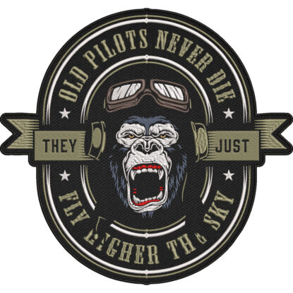Old Pilots Never Die Patch – They Just Fly Higher The Sky – Military Aviation Gorilla Patch – Veteran Air Force 28x30cm-11×12″