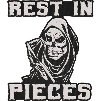 Rest In Pieces Patch – Grim Reaper Embroidered Patch – Horror Halloween Skull Patch 30x26cm-12x10"