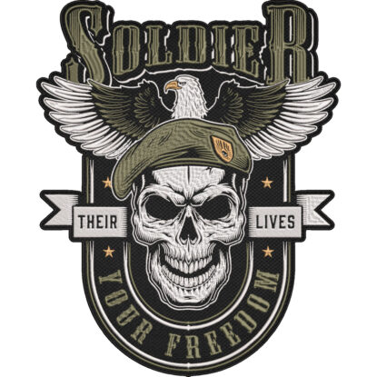 Soldier Skull Patch – Honor Freedom Military Embroidered Patch – Patriotic Army Veteran Patch 30x23cm-12x9"