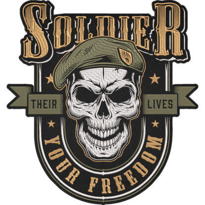 Soldier Skull Patch – Their Lives Your Freedom Embroidered Patch – Military Army Veteran Patriotic Patch 30x26cm-12x10"