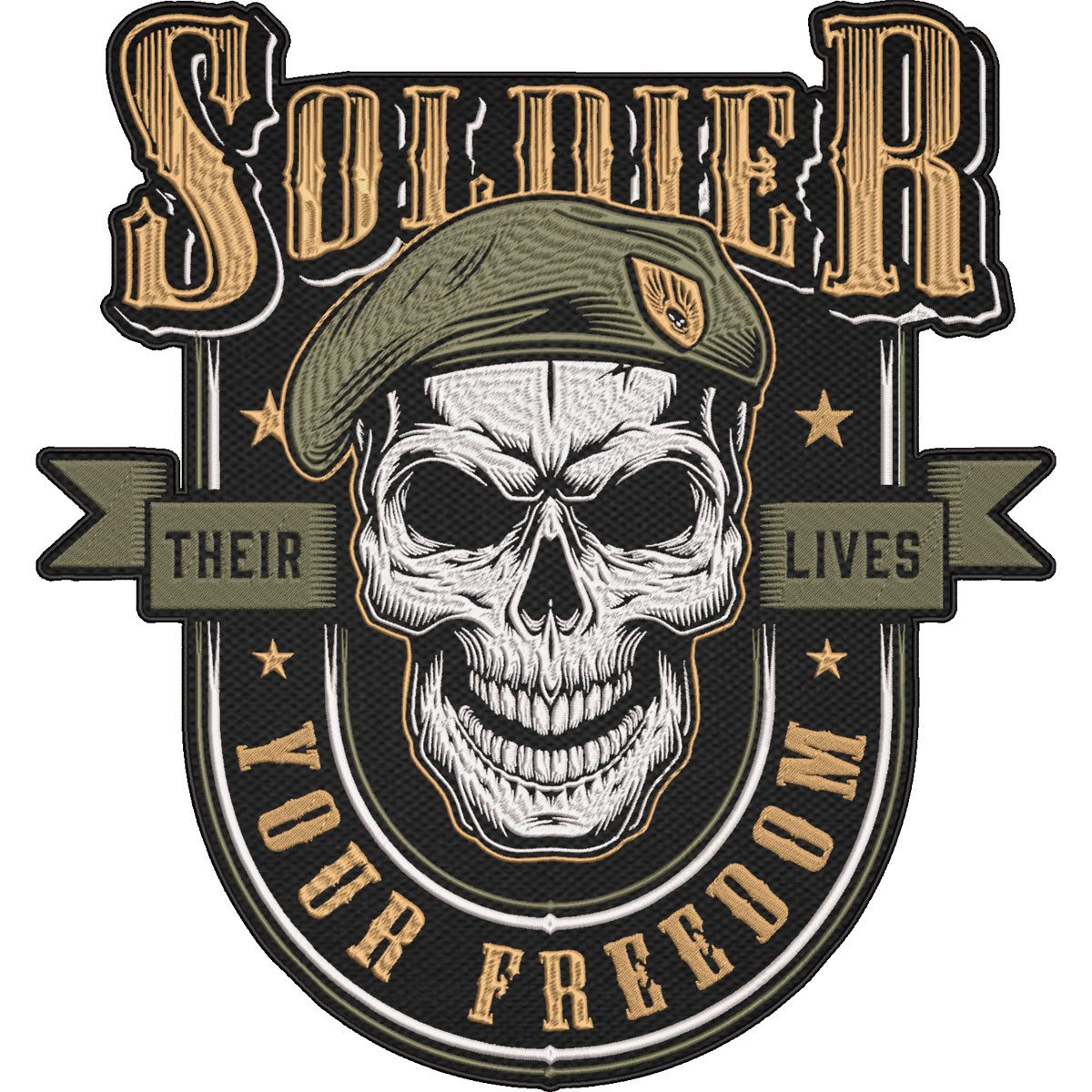 Soldier Skull Patch – Their Lives Your Freedom Embroidered Patch – Military Army Veteran Patriotic Patch 30x26cm-12x10"