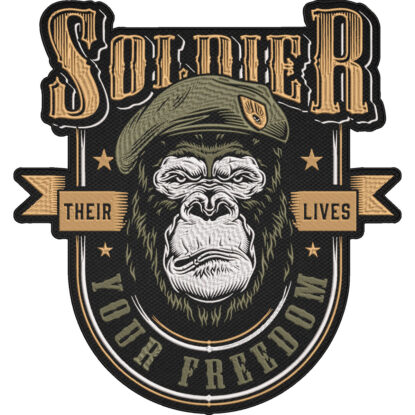 Soldier Their Lives Your Freedom Patch – Army Military Gorilla Beret Patch – Tactical Veteran Embroidered 30x28cm-12x11"