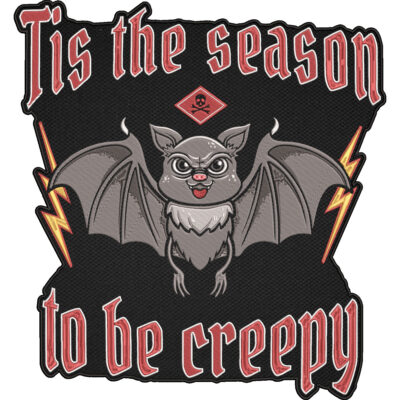 Tis the Season to Be Creepy Patch – Cute Gothic Bat Halloween Embroidered Patch 30x28cm-12x11"