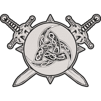 Celtic Trinity Knot Patch – Viking Biker Back Patch with Triquetra Symbol and Crossed Swords 30x21cm-12x9"